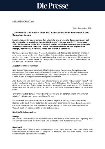 Vorschau Bild von PA "Die Presse"-Schau Rückblick