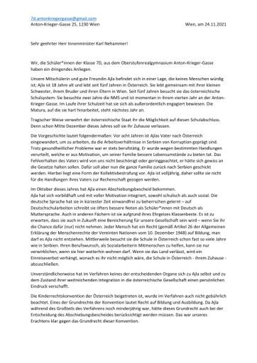 Vorschau Bild von Offener Brief an BM Nehammer 7D, Anton Krieger Gasse