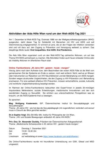 Vorschau Bild von Aktivitäten der Aids Hilfe Wien zum Welt-AIDS-Tag