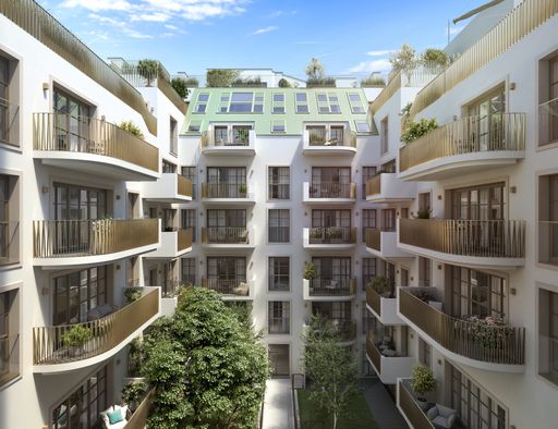 Das Wohnprojekt „THE FUSION“ – Außenvisualisierung: Innenhof