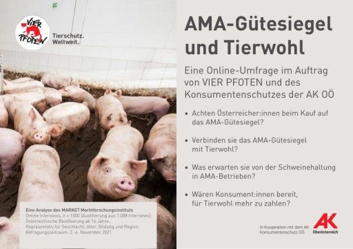 Vorschau Bild von Die wichtigsten Ergebnisse der Online-Umfrage zum AMA Gütesiegel von VIER PFOTEN und dem Konsumentenschutz der AK OÖ