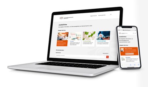 JustizOnline ist am Desktop und mobilen Geräten
verfügbar.