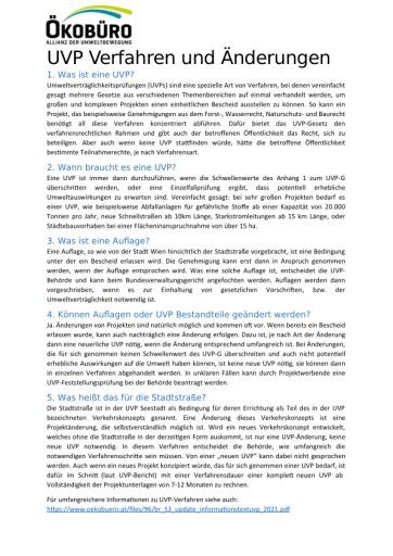 Vorschau Bild von Übersicht zum UVP Verfahren und Änderungen