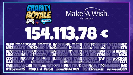 Charity Royale 2021: Gaming Star Veni und willhaben
erzielen mehr als 150.000 Euro für Make-A-Wish Österreich®