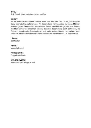 Vorschau Bild von Fakten zum Dokumentarfilm THE GAME