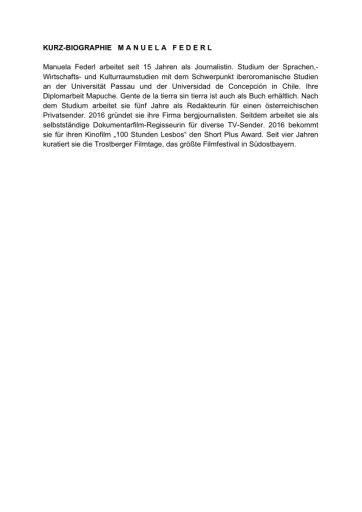 Vorschau Bild von Kurzbiographie der Regisseurin