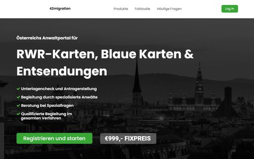  Screenshot des Webportals www.42migration.at