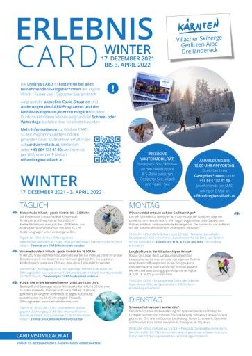 Vorschau Bild von Die beliebte Erlebnis CARD der Region Villach - Faaker See - Ossiacher See gibt es jetzt erstmals auch im Winter!