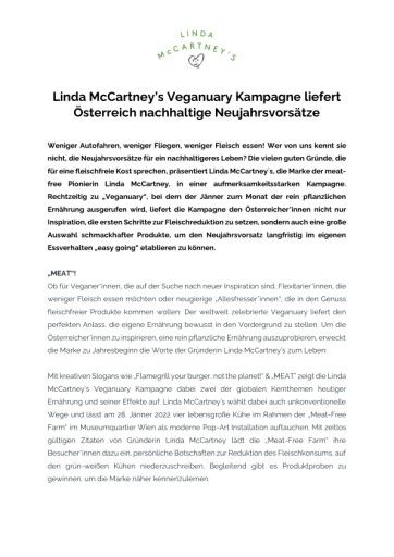 Vorschau Bild von Ausführlicher Pressetext Linda McCartney´s Meat Free Farm