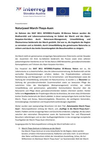 Vorschau Bild von Presseinformation - 3E-MoravaNature - Naturjuwel March-Thaya-Auen