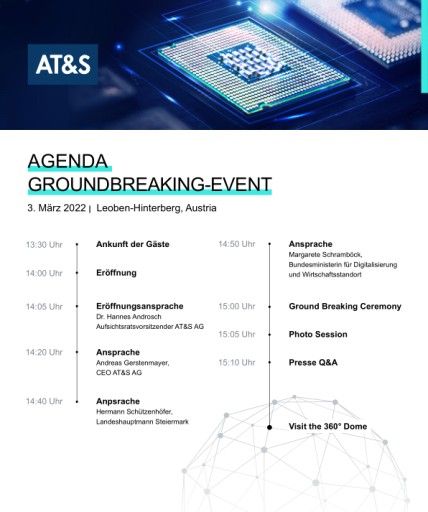 Vorschau Bild von Agenda für das Groundbreaking am 3.3.2022.