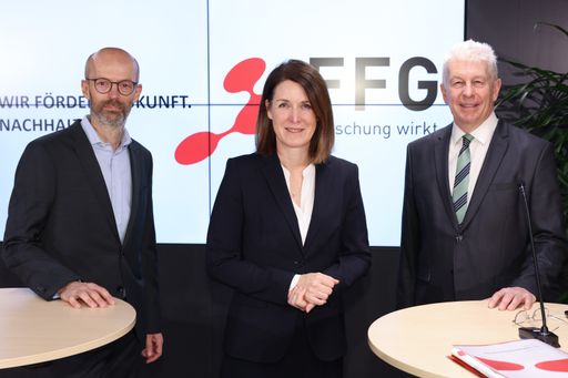 https://www.apa-fotoservice.at/galerie/28084 Im Bild v.l.n.r.:
Mag. Peter Kaufmann (Stv. Institutsleiter KMU Forschung Austria),
Dr. Henrietta Egerth (Geschäftsführerin der FFG), Dr. Klaus Pseiner
(Geschäftsführer der FFG)