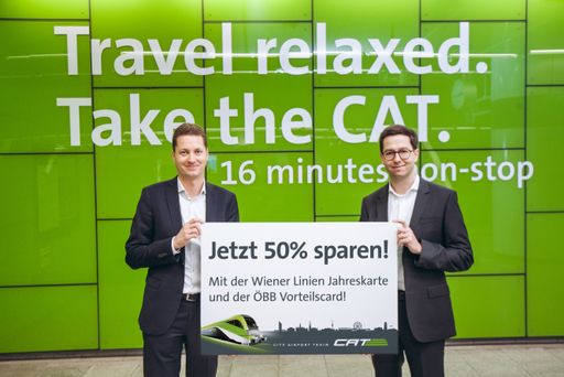  50 Prozent Rabatt beim City Airport Train_CAT-GFs
Michael Forstner und Christoph Korherr vlnr_(c) CAT-Zytka