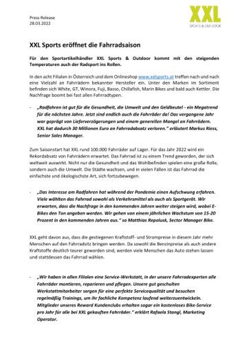 Vorschau Bild von XXL Sports Bike PR März 2022