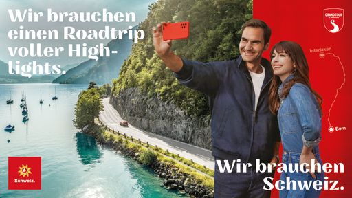 Keyvisual Kampagne Touring mit Roger Federer & Anne
Hathaway