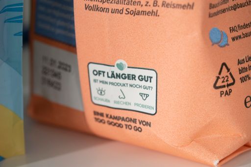 Vorschau Bild von Oft Länger Gut-Zusatzhinweis zum MHD auf einer
Lebensmittelverpackung