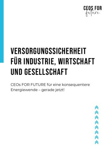 Vorschau Bild von Positionspapier von CEOs FOR FUTURE zur Versorgungssicherheit für Industrie, Wirtschaft und Gesellschaft (c) CEOs FOR FUTURE