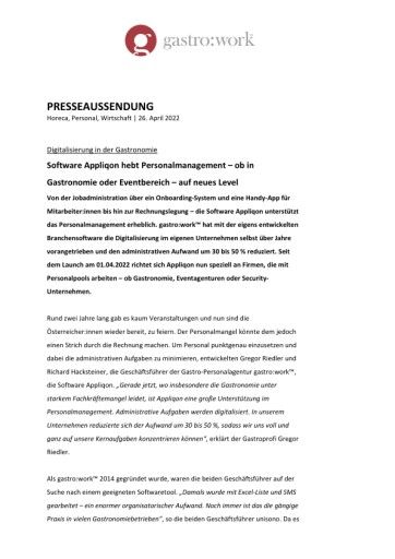 Vorschau Bild von Anhang zu OTS - Software Appliqon hebt Personalmanagement – ob in Gastronomie oder Eventbereich – auf neues Level