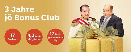 Kaiser und Seyffenstein feiern den 3. Geburtstag
des jö Bonus Clubs. Die Bilder können zu Pressezwecken unter Angabe
der Copyrights kostenfrei abgedruckt werden.