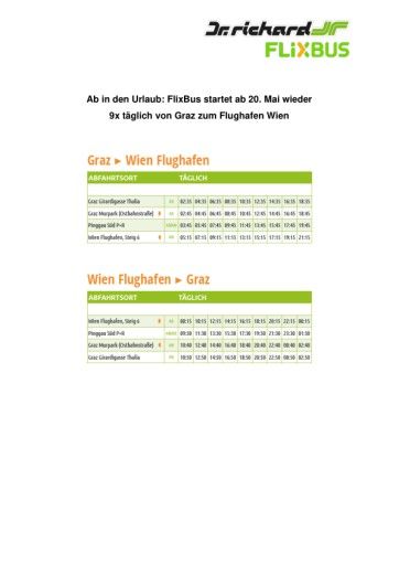 Vorschau Bild von Ab in den Urlaub: FlixBus startet ab 20. Mai wieder 9x täglich von Graz zum Flughafen Wien