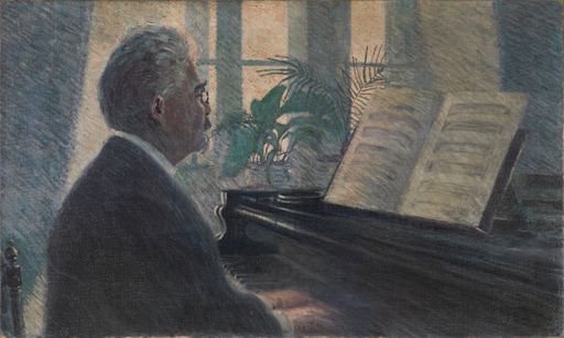 Egon Schiele (1890–1918), Leopold Czihaczek am
Klavier, 1907, Öl auf Leinwand, 60,2 x 100,7 cm, Privatsammlung