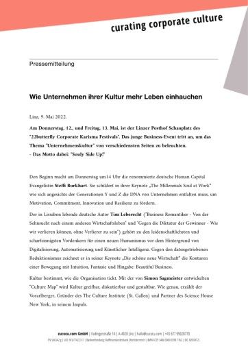 Vorschau Bild von Pressemitteilung 22butterfly Corporate Karisma Festival