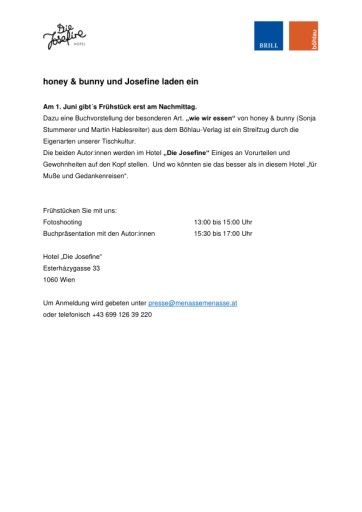  Einladung Fotoshooting & Buchpräsentation im Hotel Die Josefine