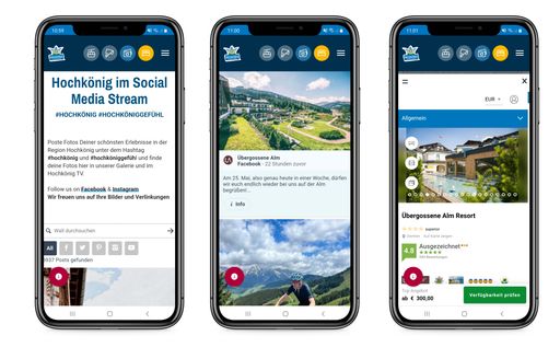  Auf einen Blick Postings aus allen relevanten Netzwerken,
automatisch verknüpft mit relevanten Inhalten aus der Destination.