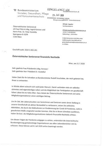 Vorschau Bild von Schreiben des Sozialministeriums