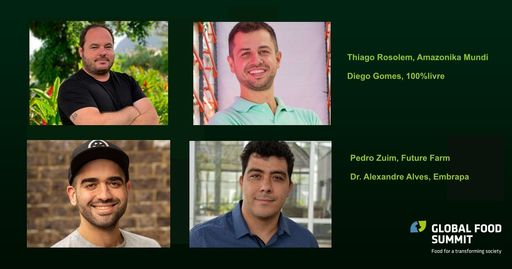Vertreter der drei brasilianischen Start-ups auf dem Global Food
Summit in München, und der Leiter von Embrapa Agroenergy. / Weiterer
Text über ots und www.presseportal.de/nr/128584 / Die Verwendung
dieses Bildes ist für redaktionelle Zwecke unter Beachtung ggf.
genannter Nutzungsbedingungen honorarfrei. Veröffentlichung bitte
mit Bildrechte-Hinweis.