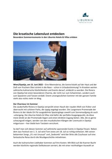 Vorschau Bild von Pressemitteilung Liburnia Hotels & Villas
