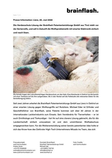 Vorschau Bild von Pressetext "Smarte Elektronik gegen Wolfzugriffe" als PDF inkl. Download-Link Fotos.