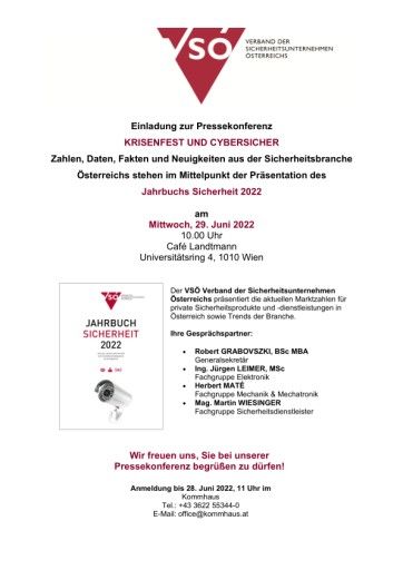  Einladung Pressekonferenz Verband der Sicherheitsunternehmen Österreichs