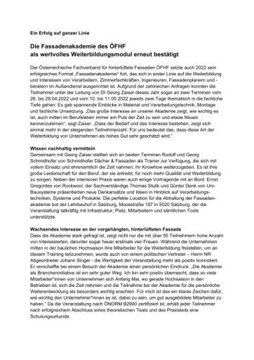Vorschau Bild von Der ganze Artikel zur Fassadenakademie 2022