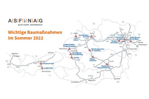 Sommerbaustellen auf Autobahnen und Schnellstraßen
2022
