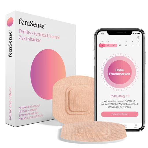 Vorschau Bild von Dank femSense hat die Temperaturmethode das 21.
Jahrhundert erreicht. Das smarte Sensorpflaster misst deine
Körpertemperatur rund um die Uhr an bis zu 7 Tagen im Zyklus.