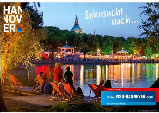 Hannover - Sommerkampagne: Sehnsucht nach... ...
Live-Erlebnissen, Kultur, Geselligkeit, Musik, Erlebnissen am Wasser
und in der Natur, Stadtleben und Familienevents. / Weiterer Text
über ots und www.presseportal.de/nr/42831 / Die Verwendung dieses
Bildes ist für redaktionelle Zwecke unter Beachtung ggf. genannter
Nutzungsbedingungen honorarfrei. Veröffentlichung bitte mit
Bildrechte-Hinweis.