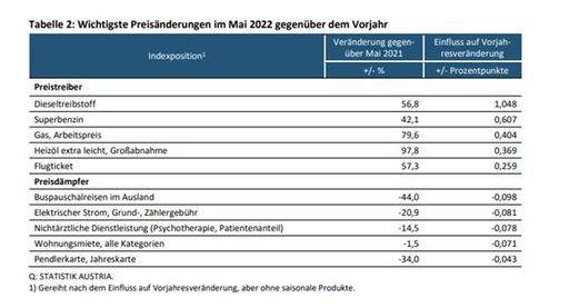  Teuerung 2022, Statistik Austria