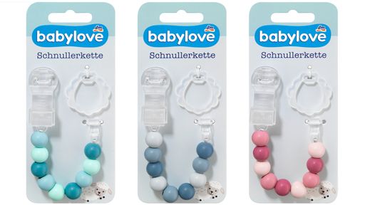 Verbraucherinformation: dm drogerie markt ruft aus
Gründen des vorbeugenden Verbraucherschutzes den Artikel babylove
Schnullerkette zurück.