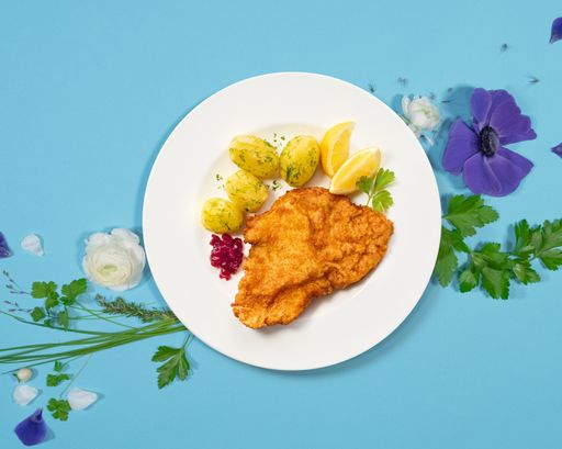 Die begehrten Putenschnitzel werden aus der guten
AMA-Putenbrust geschnitten. Im Handel meist schon fertig
portioniert.