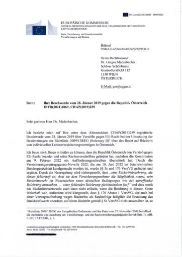  Antwortschreiben Europäische Komission