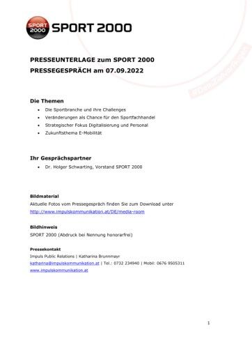 Vorschau Bild von SPORT 2000 mit Umsatzwachstum gut gerüstet für bevorstehende Herausforderungen