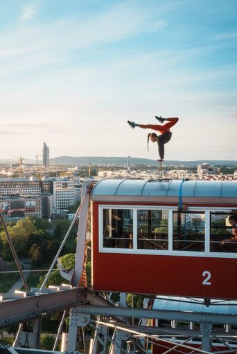  Stefanie Millinger auf dem Riesenrad beim
Musikvideodreh für "Klangkarussell - I Feel Fine"