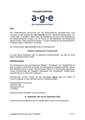 Vorschau Bild von Vergaberichtlinien 2022 von a·g·e