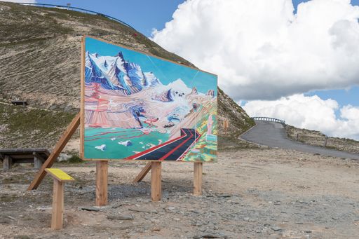  Landschaftsmalerei als Kritik am menschlichen
Eingriffe in die Natur: „Wie der sensible Zahnschmelz ist der
Gletscher am Schmelzen und zeigt schmerzhaft den Schmerz der Welt
auf." Anna Meyer