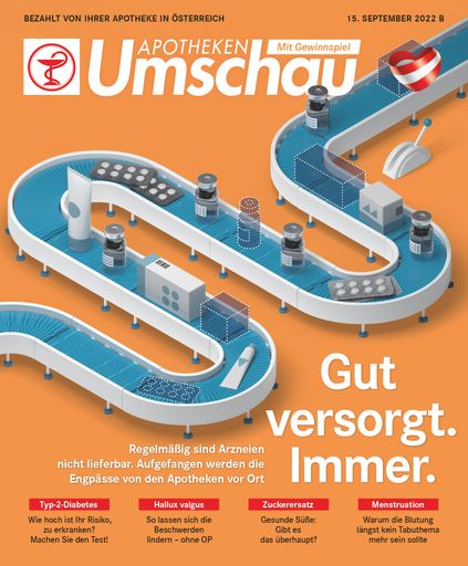 "Titelbild Apotheken Umschau B September 2022 Österreich" Die
Verwendung dieses Bildes ist für redaktionelle Zwecke bis zum
30.06.2025 zulässig, darf jedoch nur als Teil der Meldung "Vitamin
D: Wann Präparate helfen - und wann nicht" und mit vollständigem
Bildrechtehinweis veröffentlicht werden. / Weiterer Text über ots /
Die Verwendung dieses Bildes ist für redaktionelle Zwecke unter
Beachtung ggf. genannter Nutzungsbedingungen honorarfrei.
Veröffentlichung bitte mit Bildrechte-Hinweis.