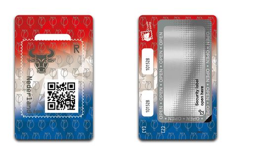Vorschau Bild von Die PostNL gibt erstmals die NL crypto stamp
heraus, sie ist in den Landesfarben rot-weiß-blau gehalten und zeigt
zusätzlich Tulpen