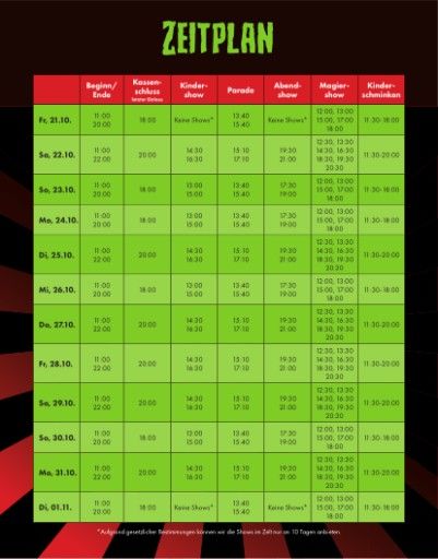 Vorschau Bild von Zeitplan - Halloween Programm im Familypark