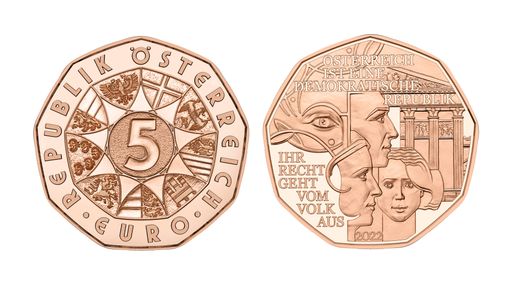 Vorschau Bild von 5-Euro-Münze aus dem Kupfer des Parlamentsdach