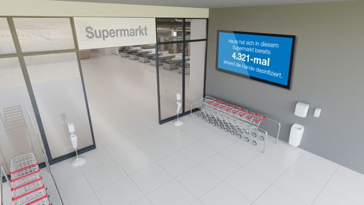 Vorschau Bild von „Hygiene wird allgemein sichtbar und messbar sein;
betreten Sie einen Supermarkt, zeigt Ihnen ein Monitor: Heute hat
sich in diesem Supermarkt bereits 4.000-mal jemand die Hände
desinfiziert. Damit sehen Sie auch: Vor Ort bin ich sicher und gut
aufgehoben.“ – Hans Georg Hagleitner